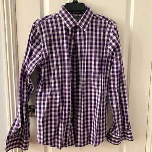 Express Men's Fitted Gingham Button Down Shirt